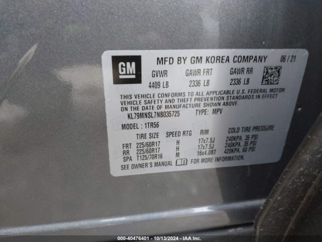 2022 CHEVROLET TRAILBLAZER KL79MNSL7NB035725 Photo 8