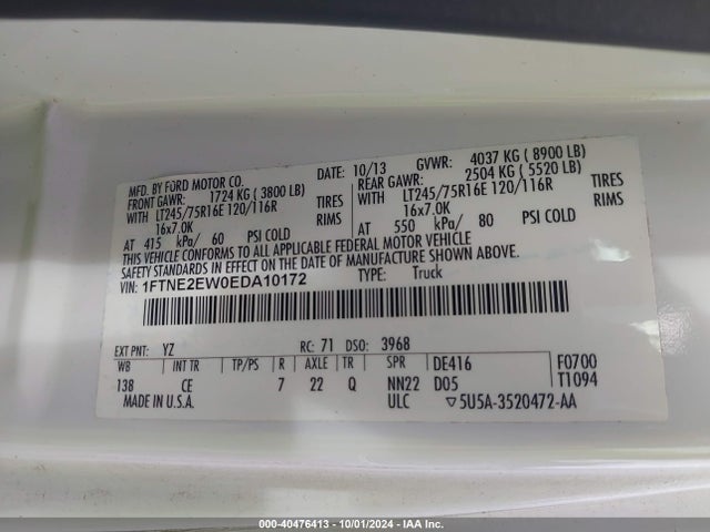Ford E-250 Commercial 2014 1FTNE2EW0EDA10172 Image 9