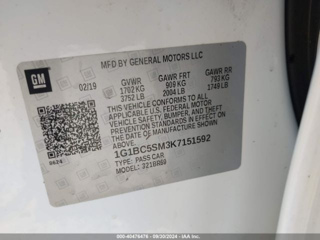 1G1BC5SM3K7151592 Chevrolet CRUZE LS