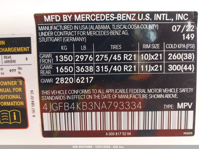 4JGFB4KB3NA793334 Mercedes-Benz Gle 350 4matic
