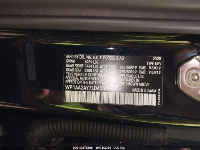 WP1AA2AY7LDA05922 Porsche Cayenne