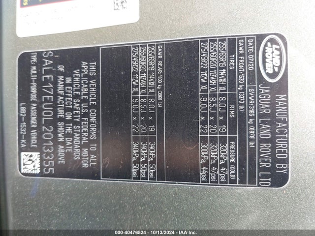 SALE17EU0L2013355 Land Rover Defender 110 First Edition