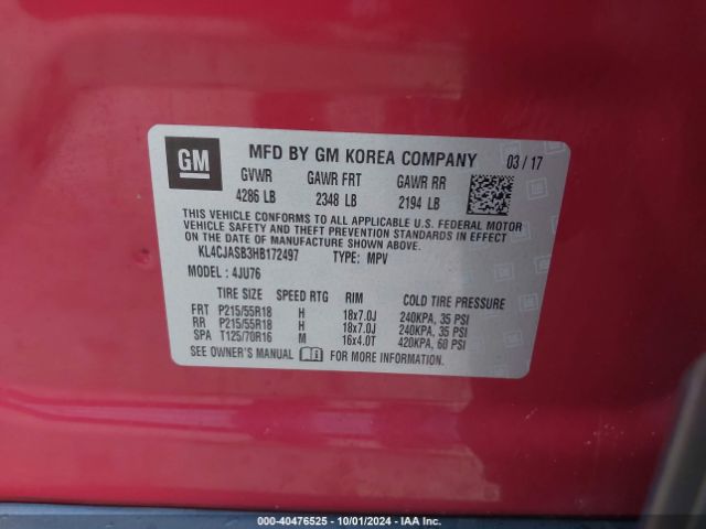 KL4CJASB3HB172497 Buick Encore Preferred