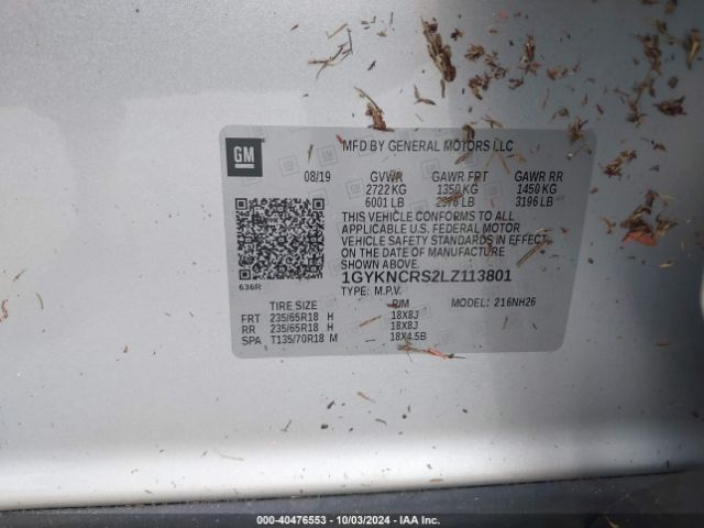 1GYKNCRS2LZ113801 Cadillac Xt5 Fwd Premium Luxury