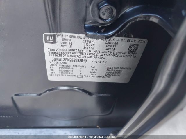3GNAL3EK9ES638519 Chevrolet Captiva Sport Lt