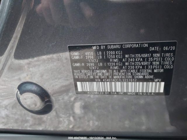 4S4BTACC7L3227017 Subaru Outback Premium