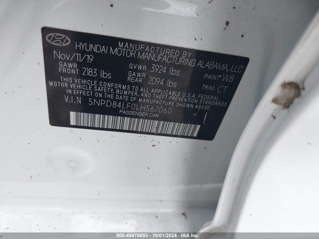 Hyundai ELANTRA SEL 2020 5NPD84LF0LH567060 Image 9