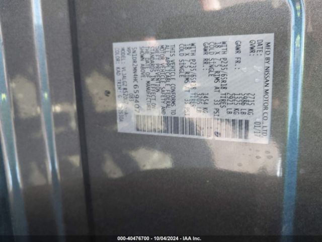 5N1DR2MN4HC659407 Nissan Pathfinder Sl