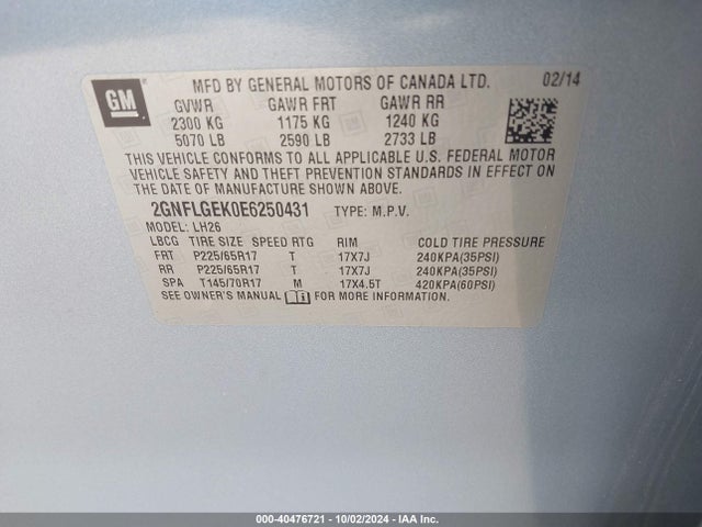 Chevrolet Equinox 2lt 2014 2GNFLGEK0E6250431 Image 9