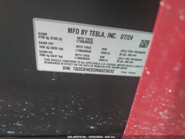 7G2CEHED3RA023032 Tesla Cybertruck All-wheel Drive