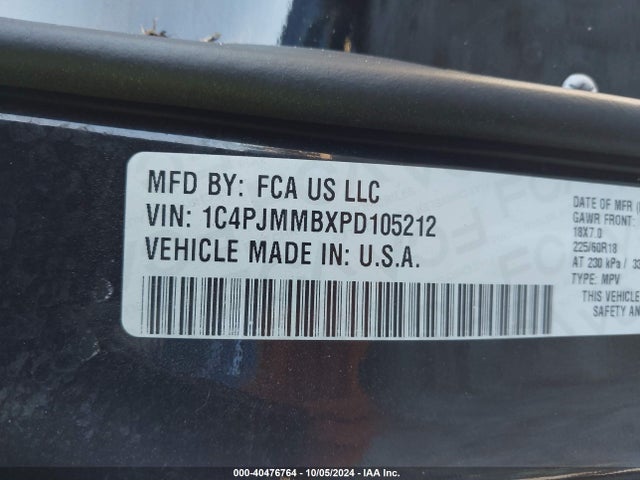 1C4PJMMBXPD105212 Jeep Cherokee Altitude Lux 4x4