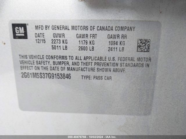 2G61M5S37G9153846 Cadillac Xts Luxury Collection
