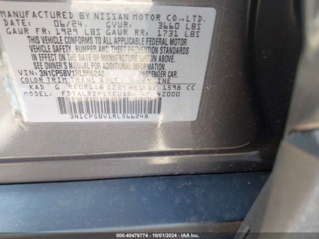 3N1CP5BV1RL566248 Nissan Kicks S Xtronic Cvt