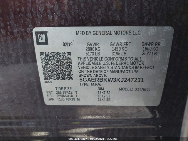 5GAERBKW3KJ247231 Buick Enclave Fwd Essence