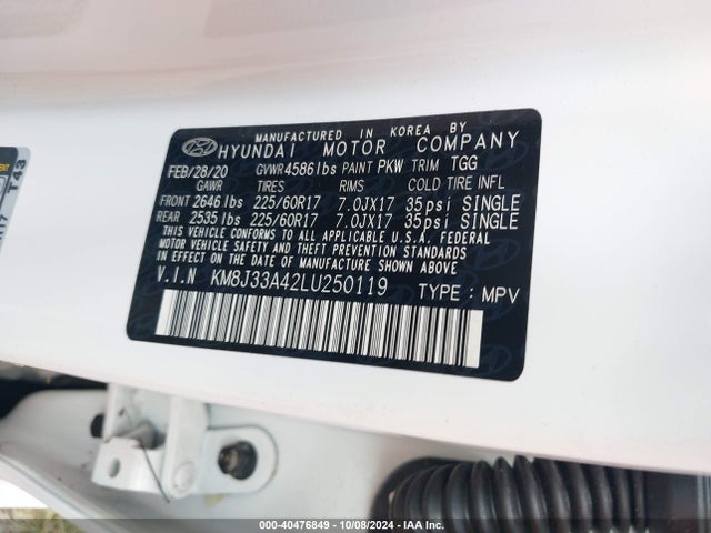 Hyundai Tucson Value 2020 KM8J33A42LU250119 Image 9