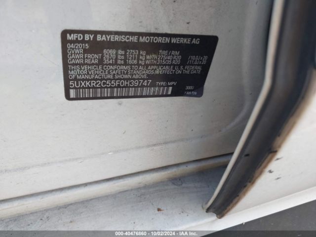 5UXKR2C55F0H39747 BMW X5 Sdrive35i