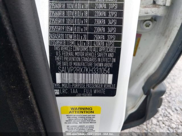 SALVP2RX7KH331054 Land Rover Range Rover Evoque Se/se Premium