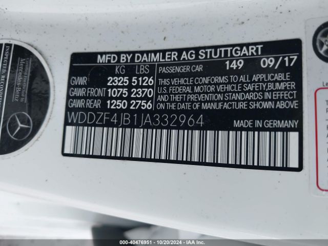 WDDZF4JB1JA332964 Mercedes-Benz E 300