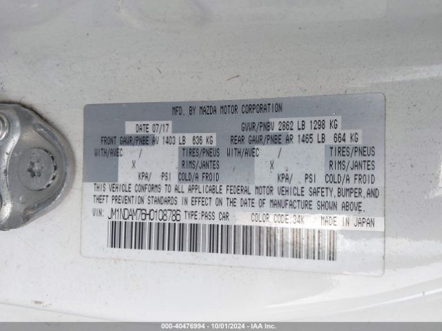 JM1NDAM76H0108786 Mazda Mx-5 Miata Rf Grand Touring