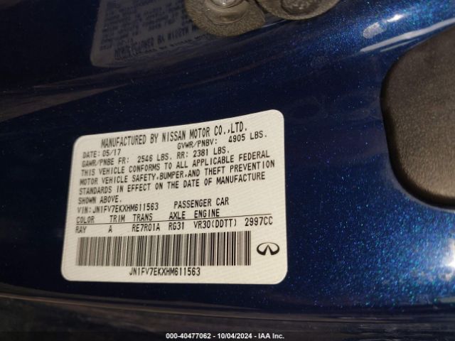 JN1FV7EKXHM611563 Infiniti Q60 3.0t Red Sport 400
