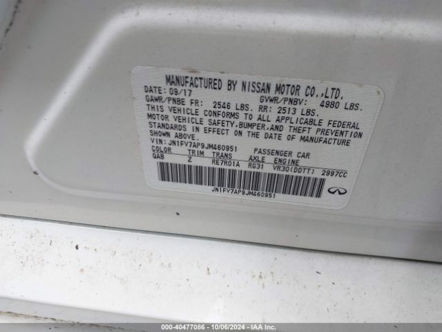 JN1FV7AP9JM460951 Infiniti Q50 3.0t Red Sport 400