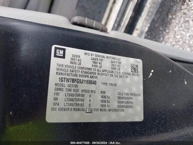 1GTW7BFG9J1160640 GMC Savana 2500 Work Van