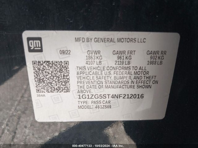 1G1ZG5ST4NF212016 Chevrolet Malibu Fwd Rs
