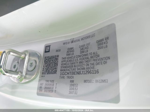1GCHTBEN8J1296116 Chevrolet Colorado Wt