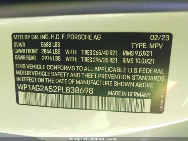 WP1AG2A52PLB38698 Porsche MACAN S