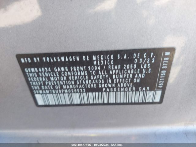 3VWAM7BU9PM026523 Volkswagen Jetta 1.5t Sport