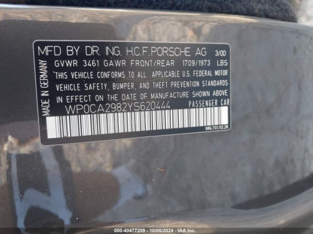 2000 PORSCHE BOXSTER WP0CA2982YS620444 Photo 8
