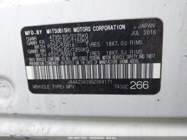JA4AZ3A39GZ064171 Mitsubishi Outlander Sel