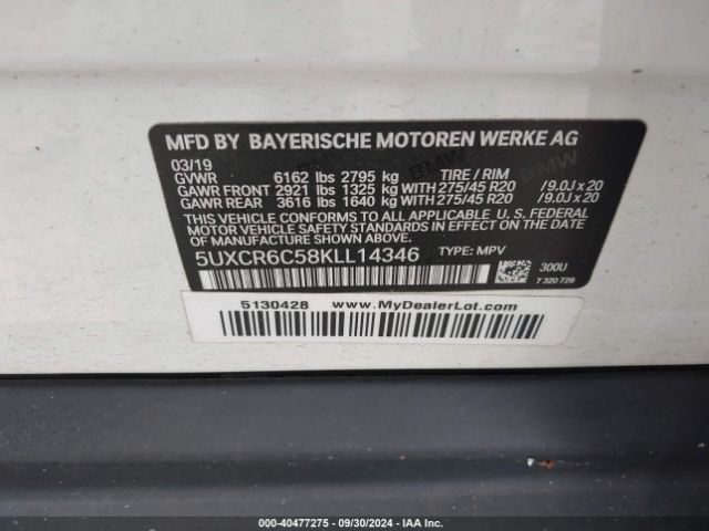 5UXCR6C58KLL14346 BMW X5 Xdrive40i
