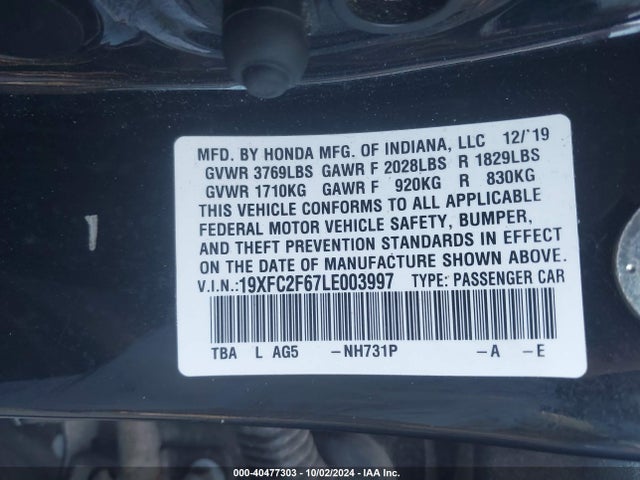 19XFC2F67LE003997 Honda Civic Lx