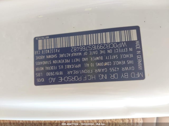 2006 PORSCHE 911 WP0CB29916S766482 Photo 8