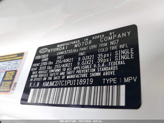 KMUMCDTC1PU118919 Genesis Gv70 3.5t Awd Sport