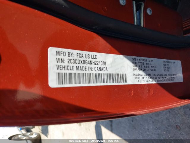 2C3CDXBG4NH221080 Dodge Charger Sxt Rwd