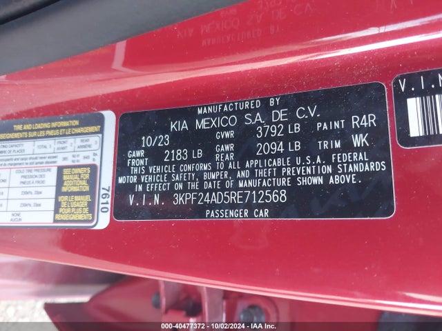 KIA Forte Lxs 2024 3KPF24AD5RE712568 Image 9