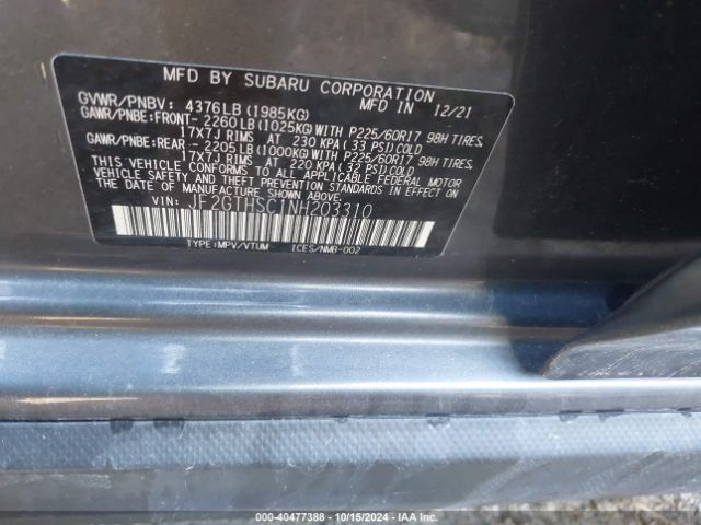 JF2GTHSC1NH203310 Subaru Crosstrek Sport