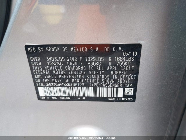 Honda FIT LX 2019 3HGGK5H4XKM735129 Image 9