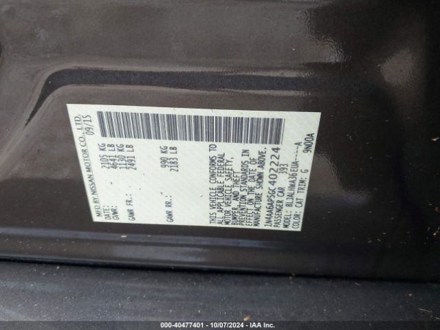 1N4AA6AP5GC402224 Nissan Maxima 3.5 Platinum
