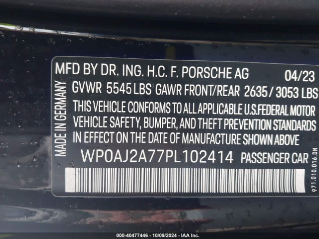 2023 PORSCHE PANAMERA WP0AJ2A77PL102414 Photo 8