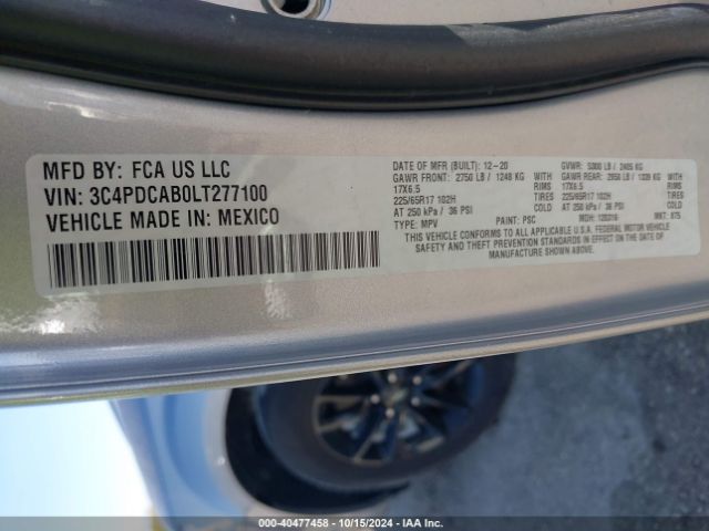3C4PDCAB0LT277100 Dodge Journey Se Value