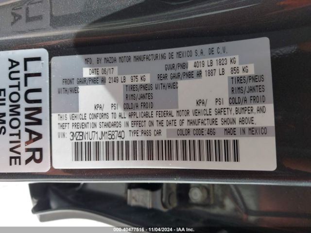 3MZBN1U71JM158740 Mazda Mazda3 Sport