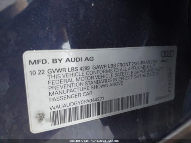 WAUAUDGY0PA044271 Audi A3 Premium 40 Tfsi Front-wheel Drive S Tronic