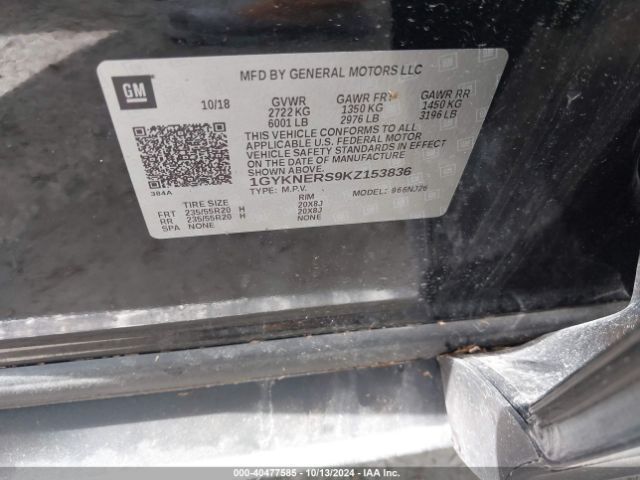 1GYKNERS9KZ153836 Cadillac Xt5 Premium Luxury