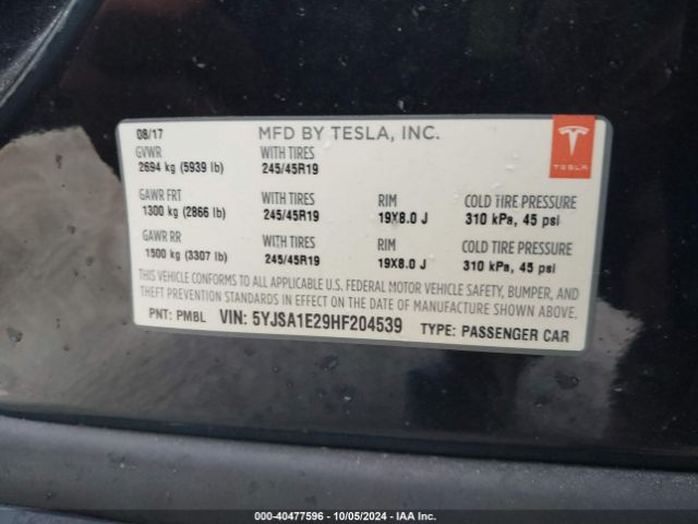 5YJSA1E29HF204539 Tesla MODEL S