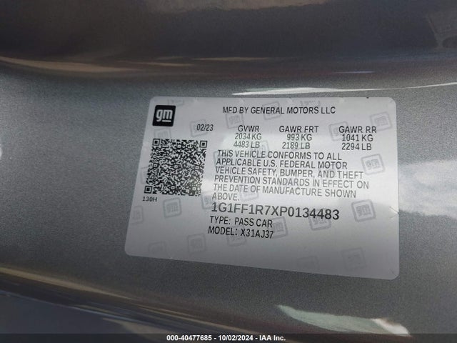 Chevrolet Camaro Rwd  Lt1 2023 1G1FF1R7XP0134483 Image 9