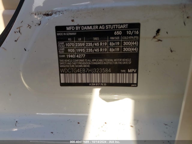 WDCTG4EB7HJ323584 Mercedes-Benz GLA 250