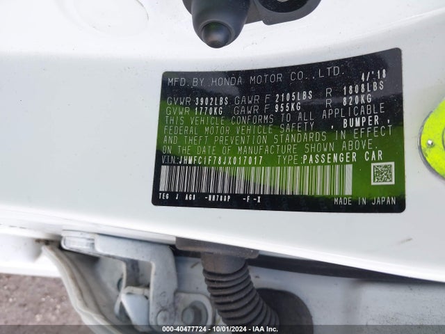 Honda Civic Ex-l 2018 JHMFC1F78JX017017 Image 9